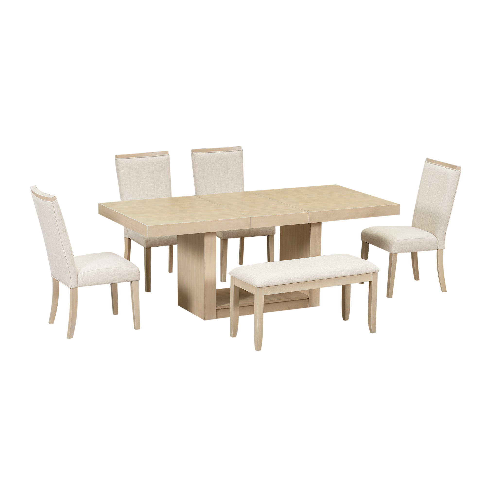 78" Extendable Dining Table Set, 6-Piece