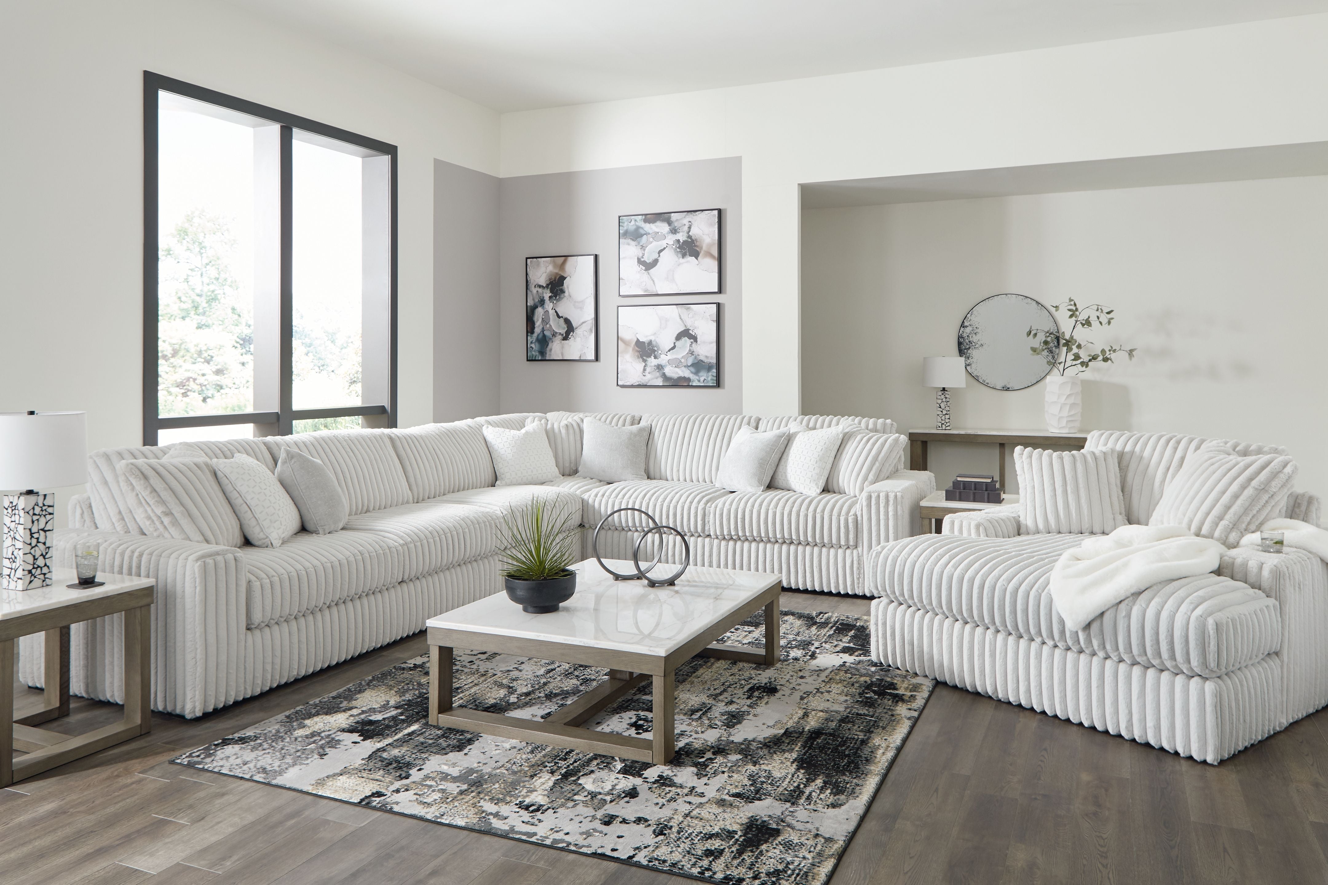 Stupendous Living Room Set - Modern Sectional, Comfy Chaise, Retro Corduroy
