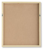 Back panel of framed wall art set, beige backing with corner hardware