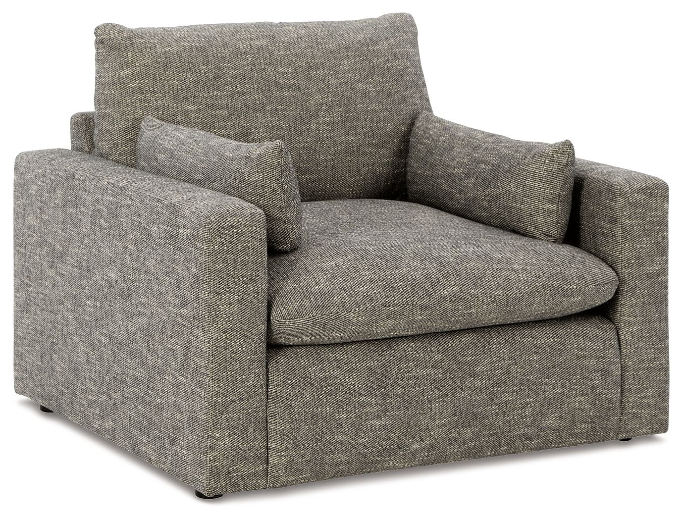 Granite gray chair and a half armchair with extended seat and back cushions