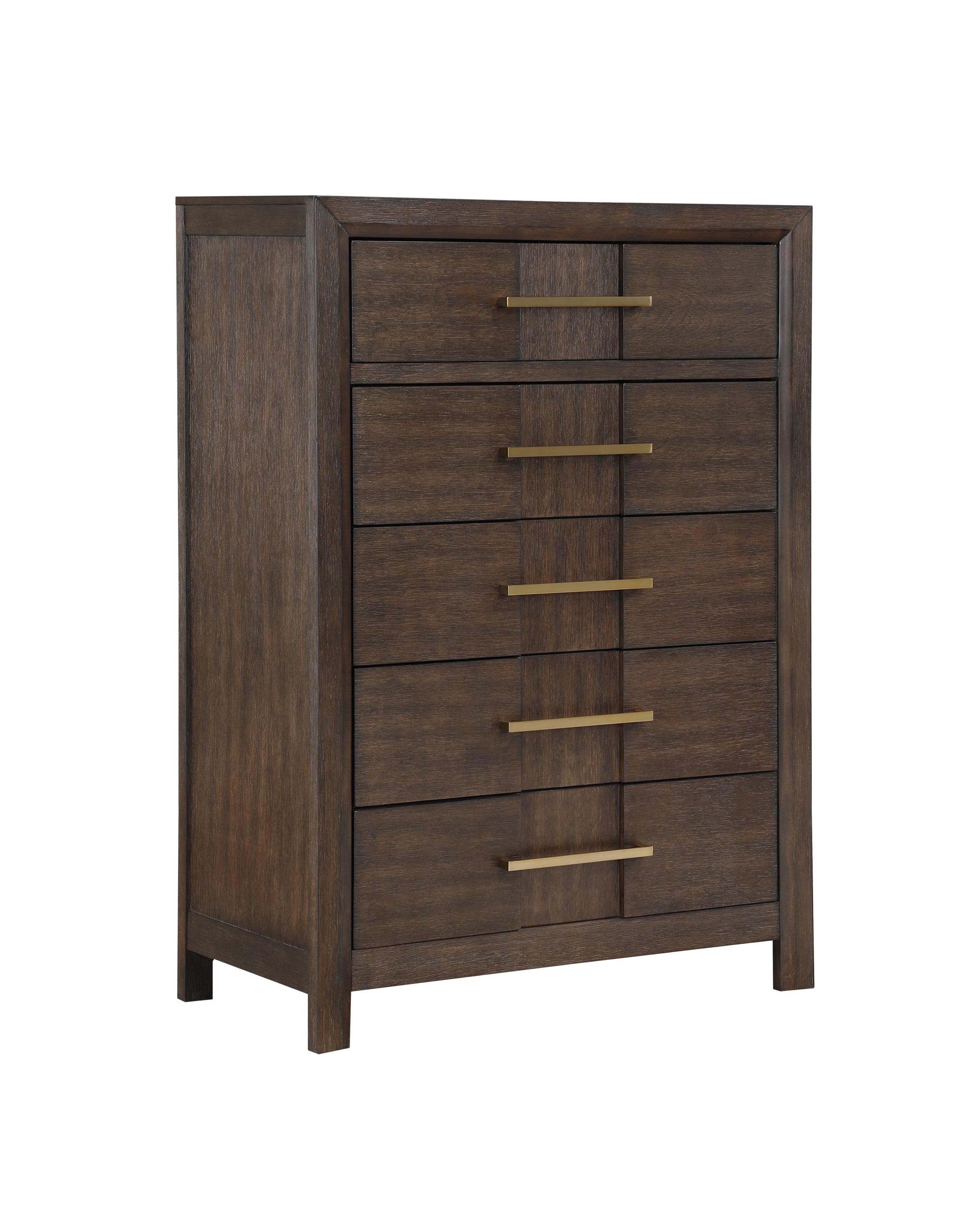 Kenzo Modern Style Walnut Wood 5-Drawer Chest