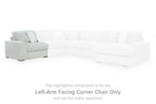Sectional corner chair with ribbed light-gray upholstery in L-shaped layout with seat and back cushions