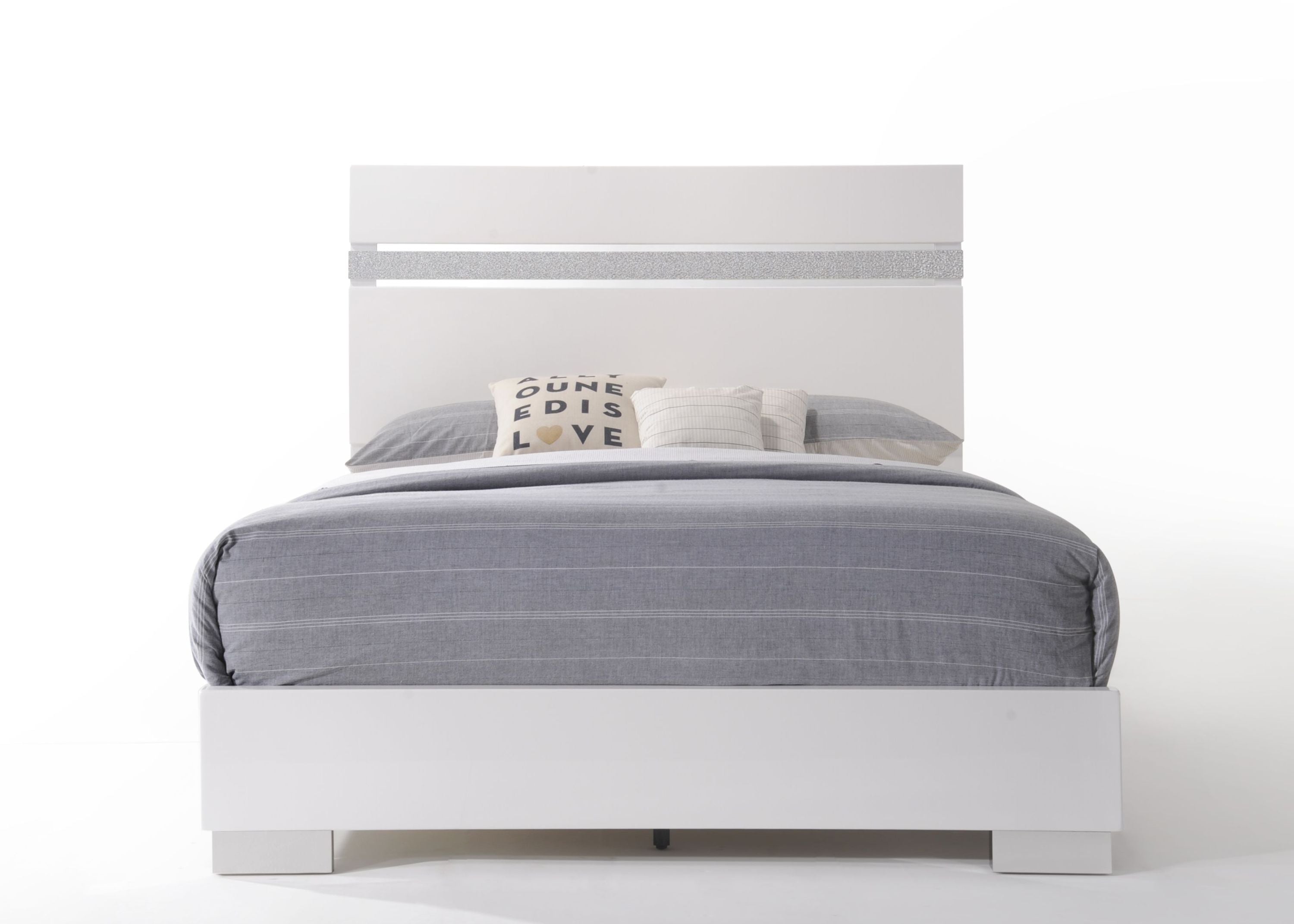 Naima II White High Gloss Eastern King Bed | Elegant Contemporary Design