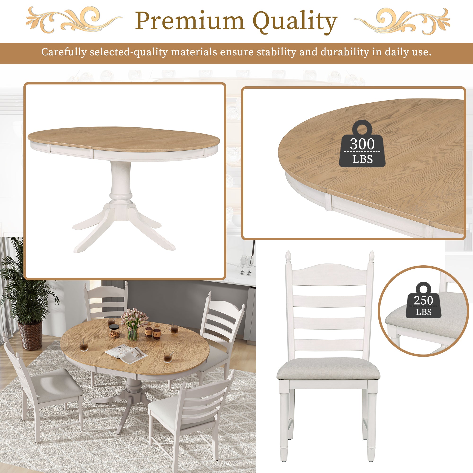 5-Pc Retro Dining Set - Off White