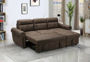 Reversible Sleeper Sectional Sofa w/ Chaise Saddle Brown Microfiber