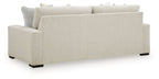 Conlee-Pike linen sofa in light beige with deep seat, back cushions, black legs