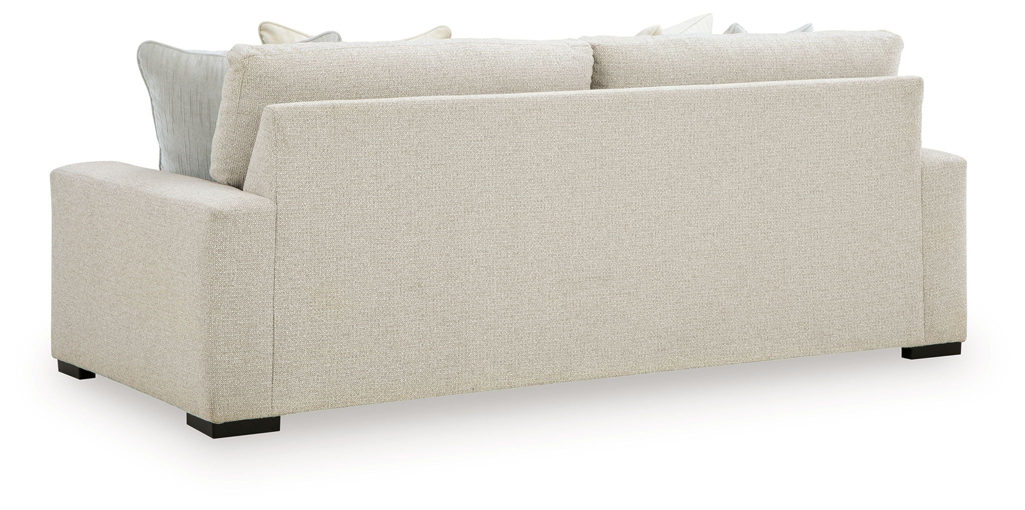 Conlee-Pike linen sofa in light beige with deep seat, back cushions, black legs