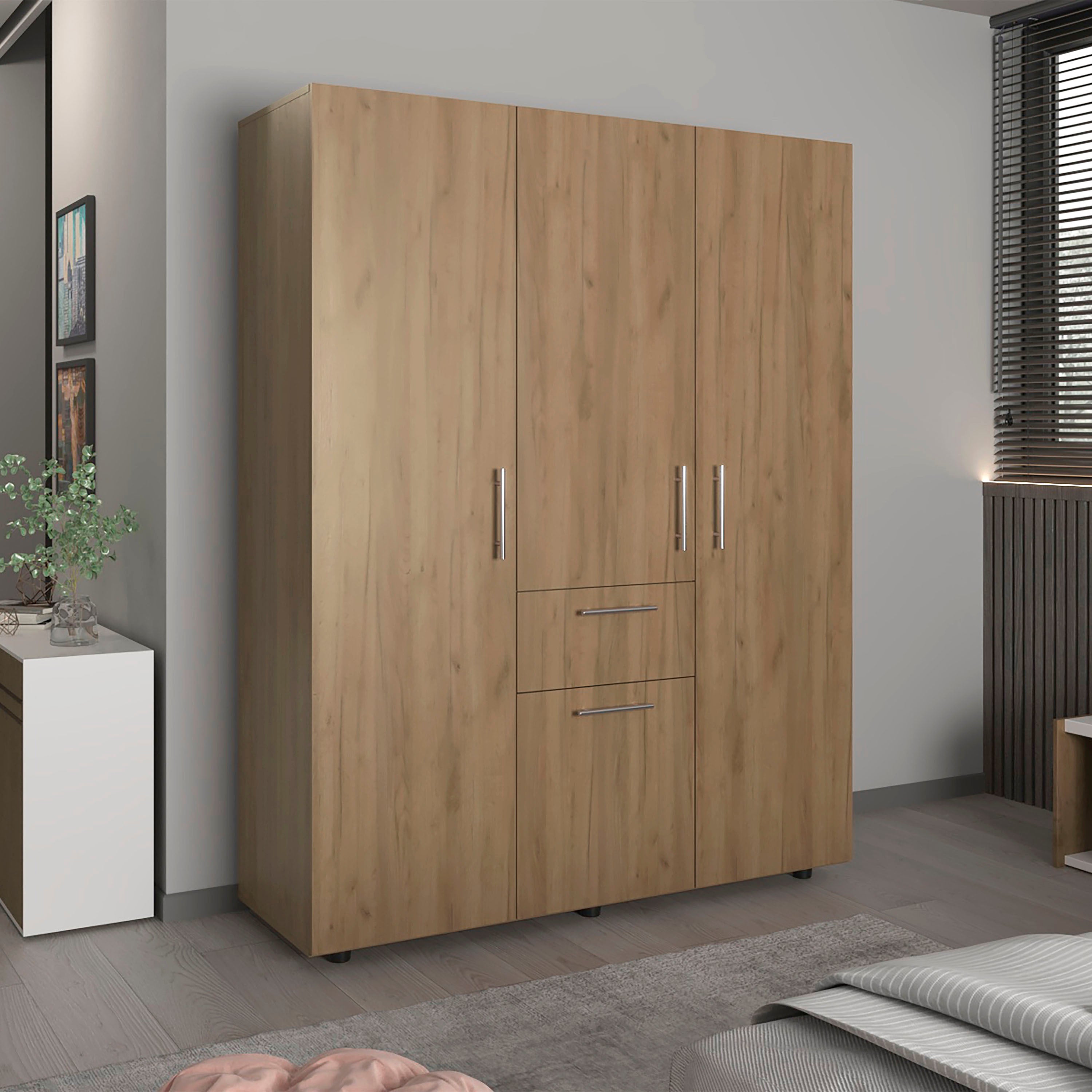 Bariloche Natural Oak 70" 4-Door Armoire Wardrobe Closet