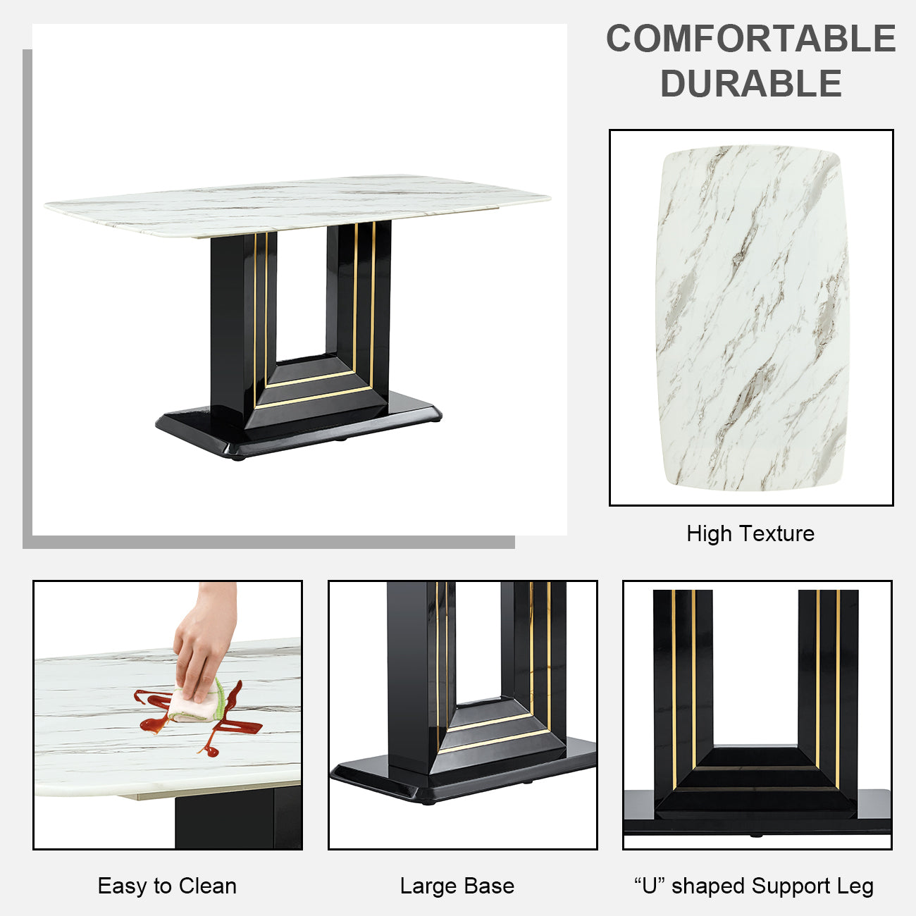 Modern Marble Dining Table Set, 7-Piece