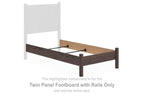 Brown twin panel footboard with side rails and raised rectangular panel