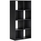 Black 8-cube organizer with open cube compartments, upright shelving unit