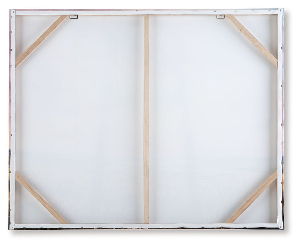 Wall art canvas back with wooden frame and mounting brackets