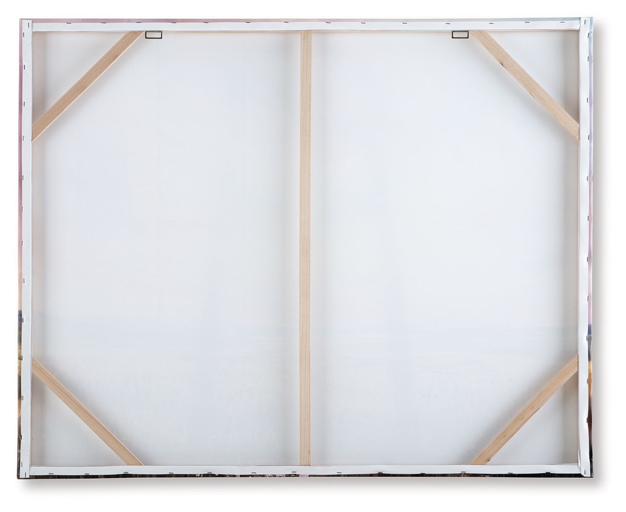 Wall art canvas back with wooden frame and mounting brackets