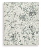 Washable rug area rug, beige with distressed marble pattern in gray and green