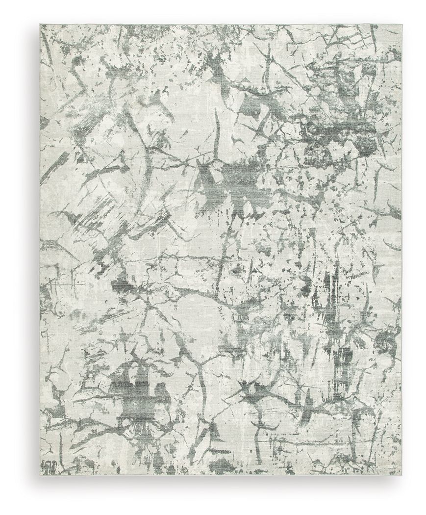 Washable rug area rug, beige with distressed marble pattern in gray and green