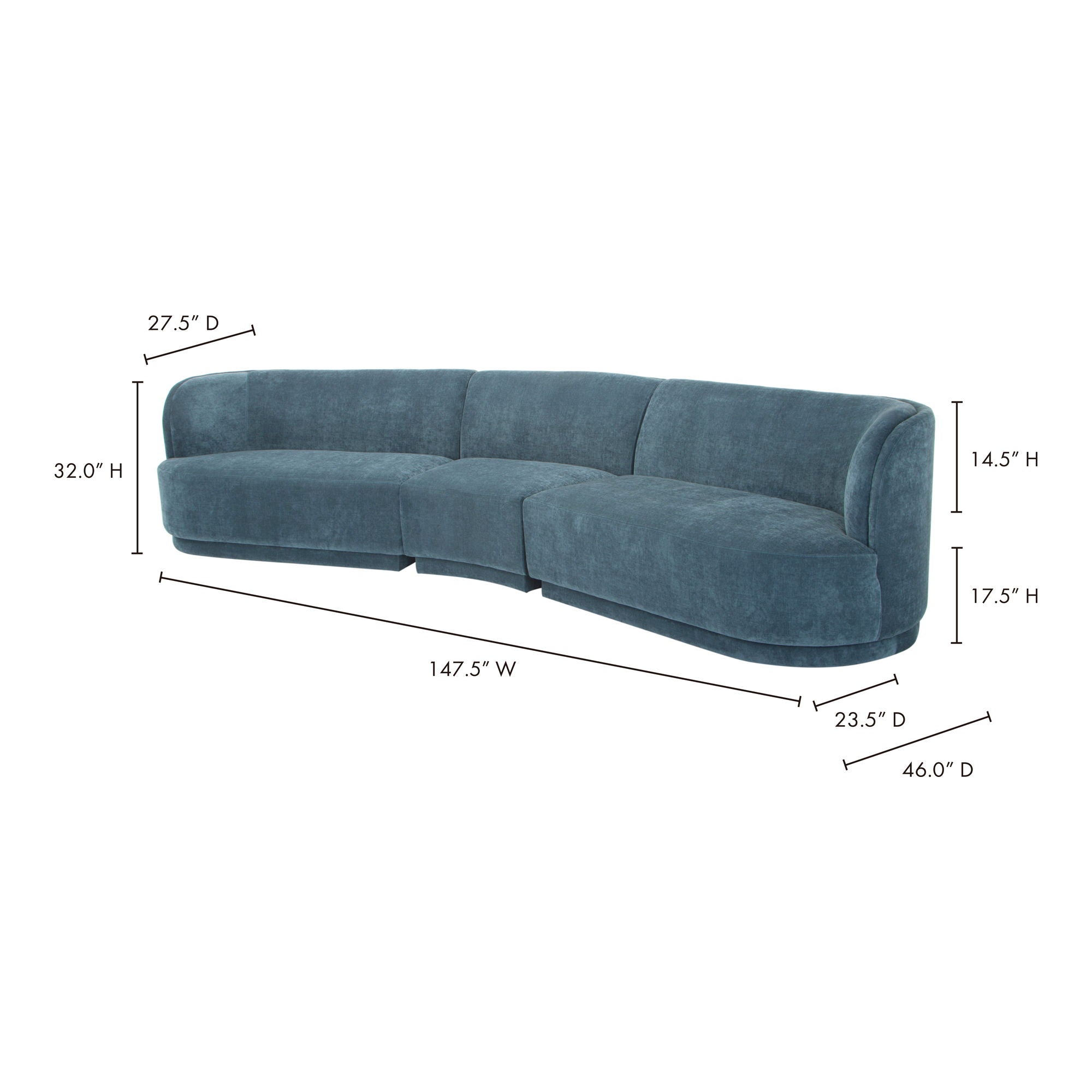 Yoon - Compass Modular Sectional - Blue-Stationary Sectionals-American Furniture Outlet