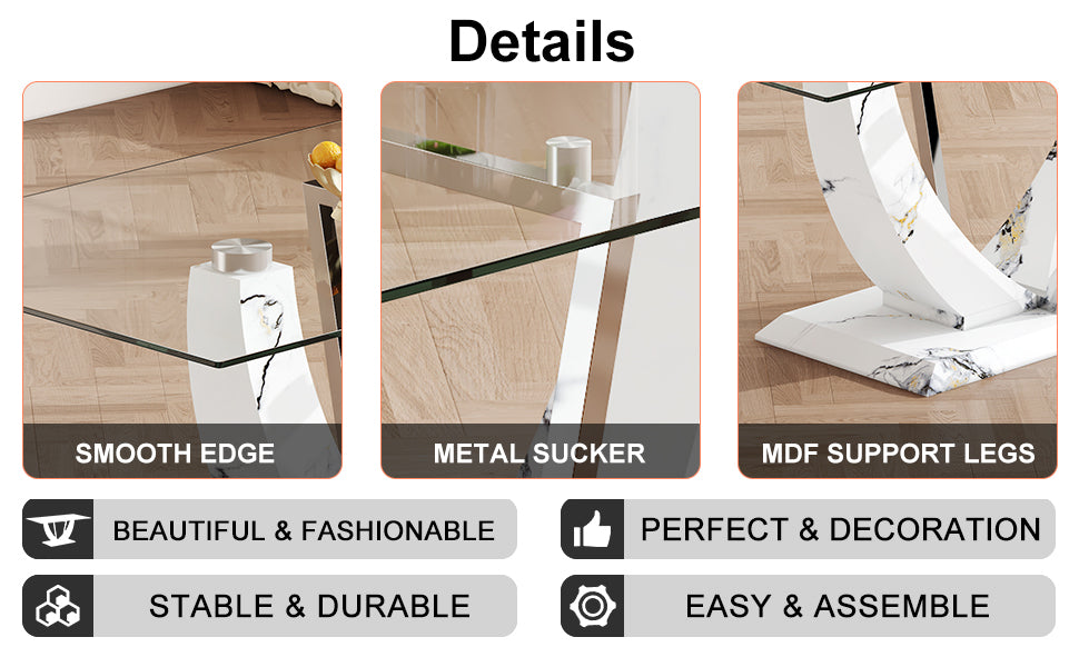 Modern Glass Dining Table Set (6-8 Person)
