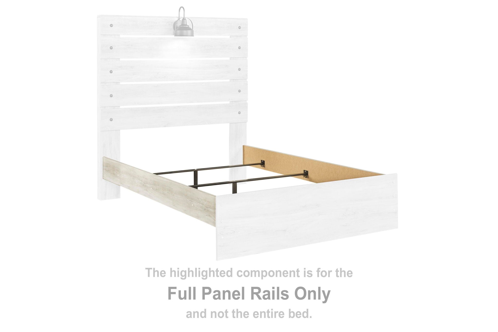 Whitewash full panel bed rails with matching end posts