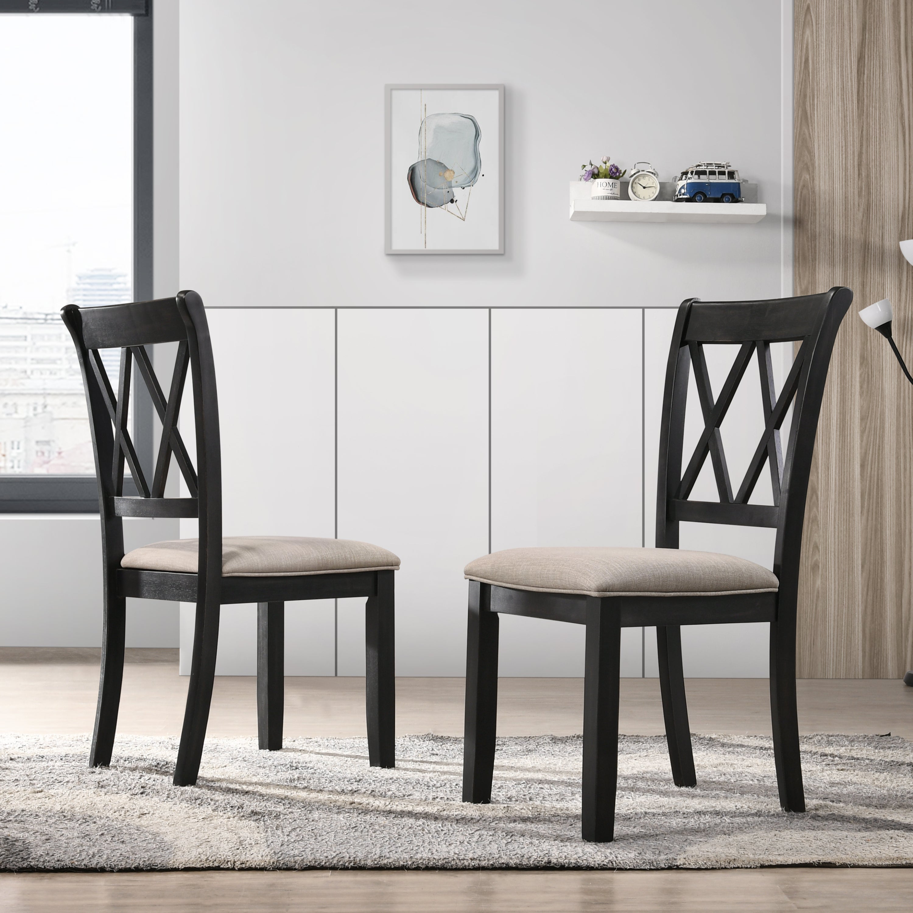 Indvale Black Cross-Buck 5-Piece Dining Set