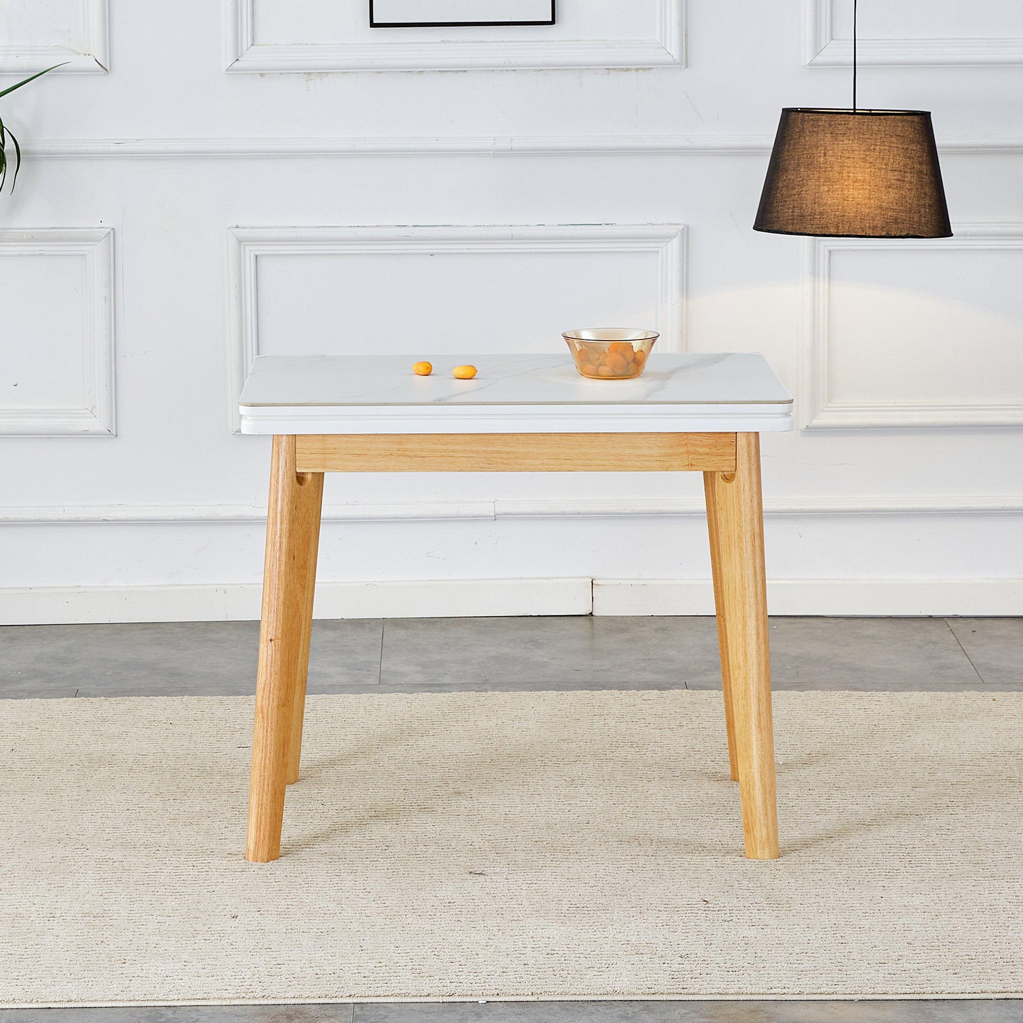 Foldable Sintered Stone Table - Rubber Wood Legs