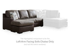 Dark sofa chaise section with left-facing chaise ottoman and three back cushions
