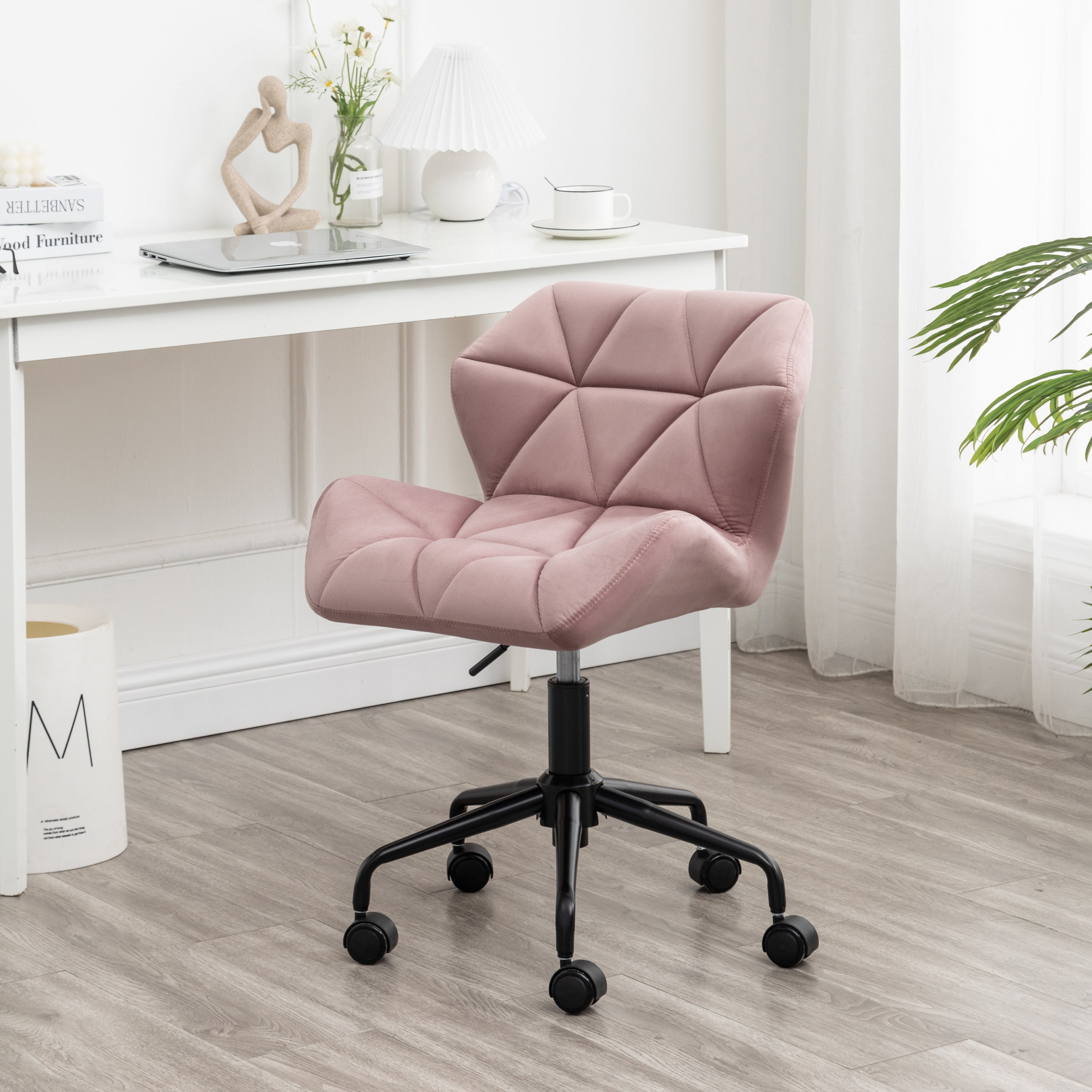 Eldon Diamond Tufted Adjustable Swivel Office Chair- Mauve