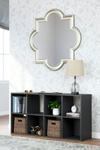 Black 8-cube organizer shelving unit with open compartments, standing storage