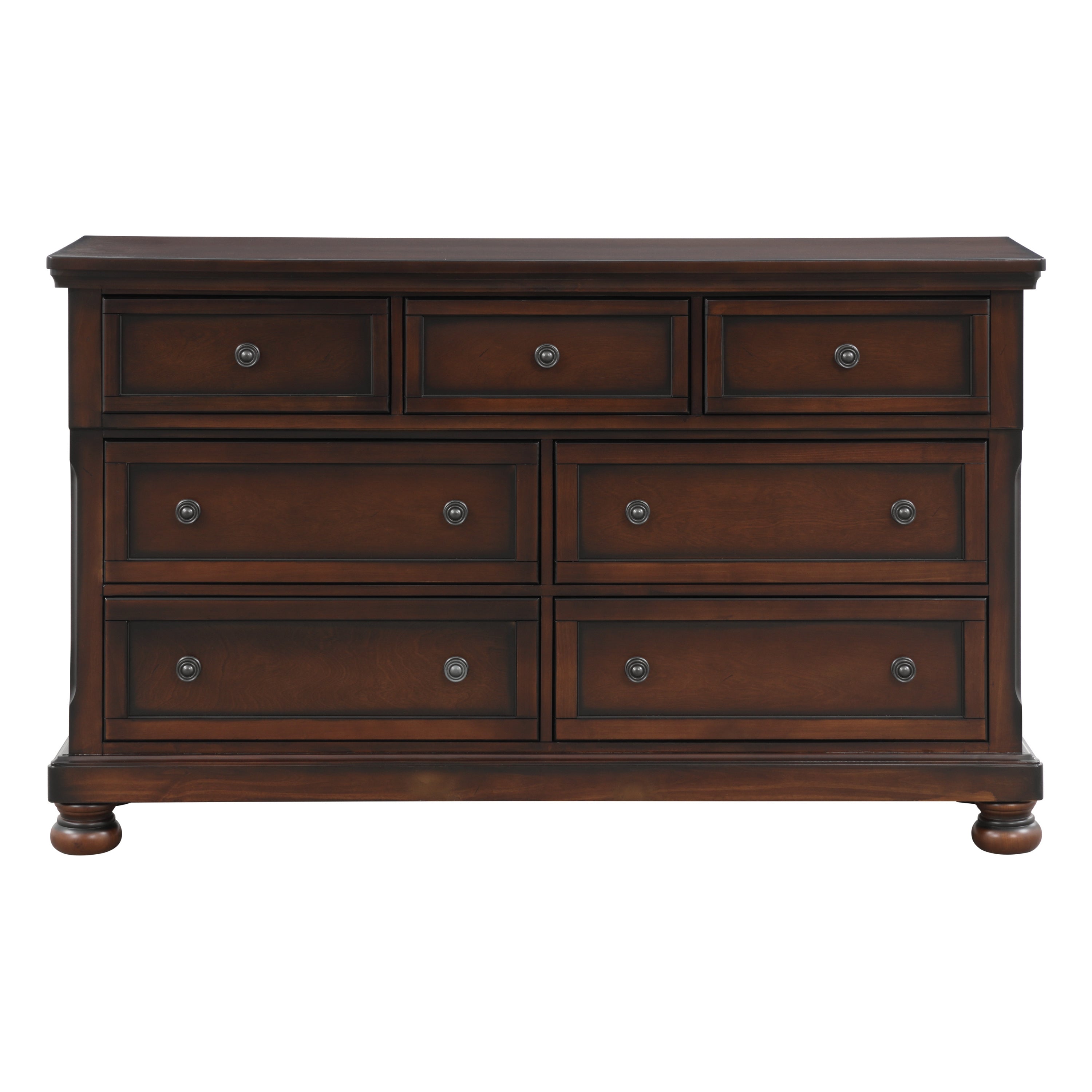 Brown Cherry Transitional 7-Drawer Bedroom Dresser