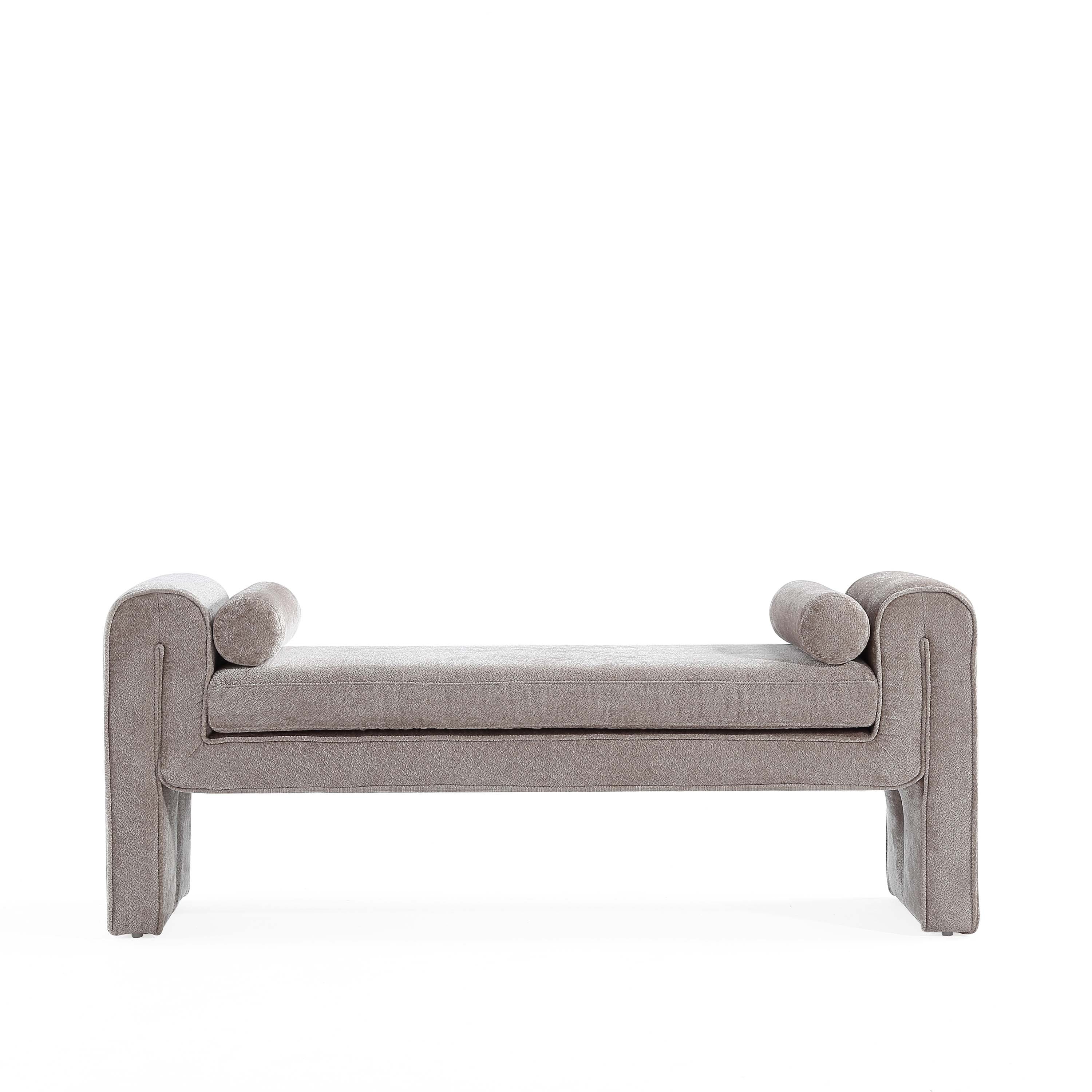 Modern Concord Chenille 59" Bench - Dove Upholstery