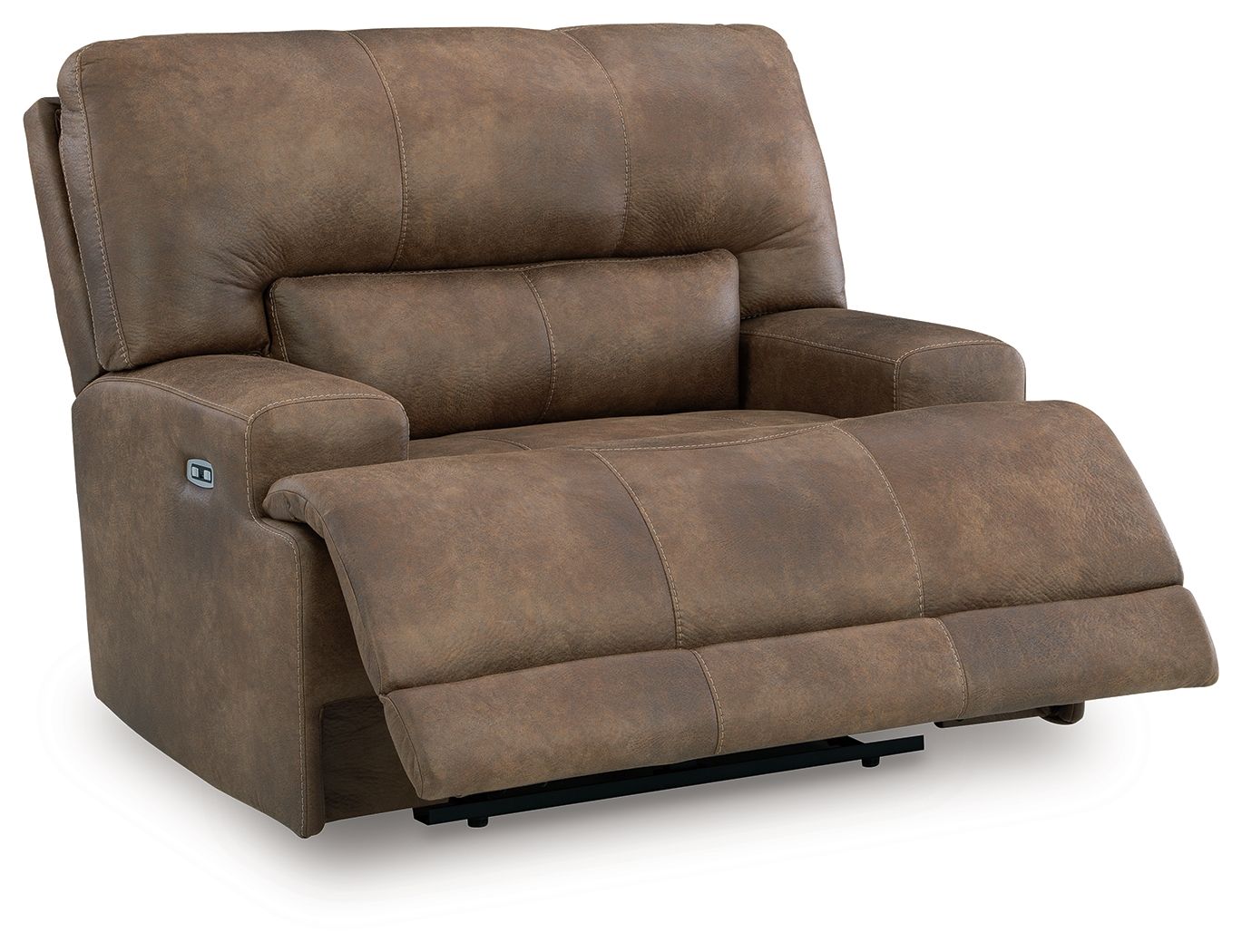 Earth power recliner with adjustable headrest, three-quarter view