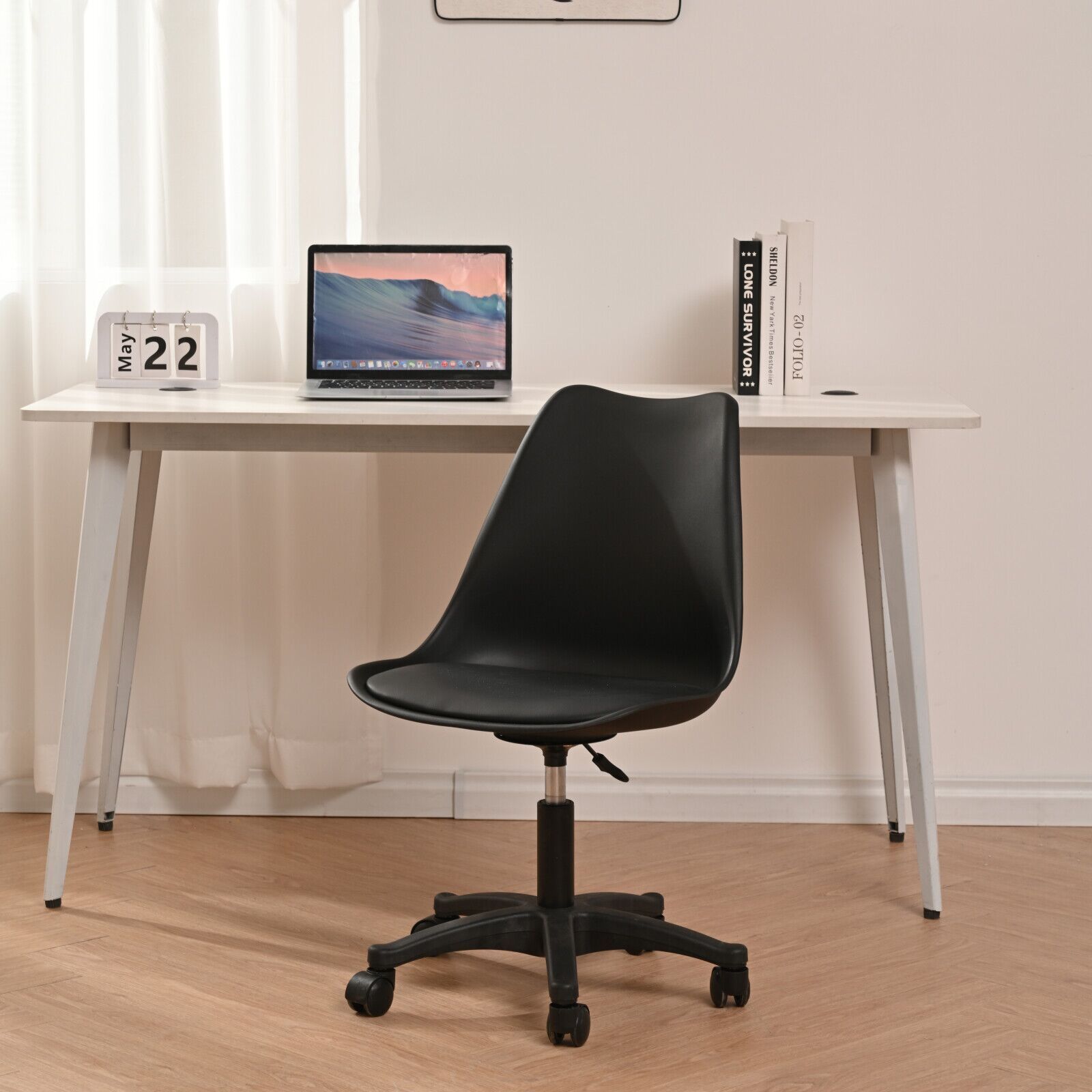 Black PP Adjustable Height Office Chair w/ Wheels