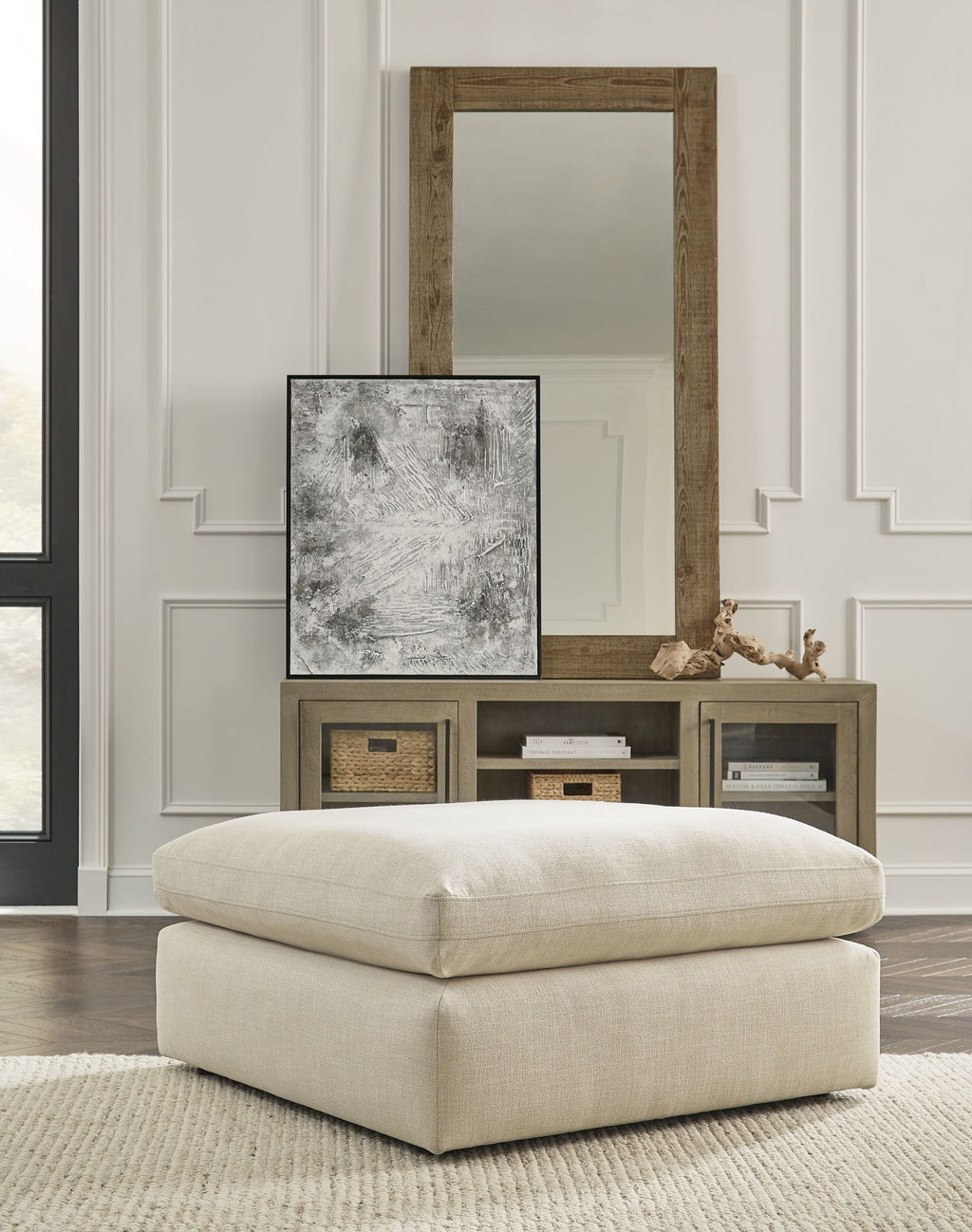 Elyza - Oversized Accent Ottoman - Linen