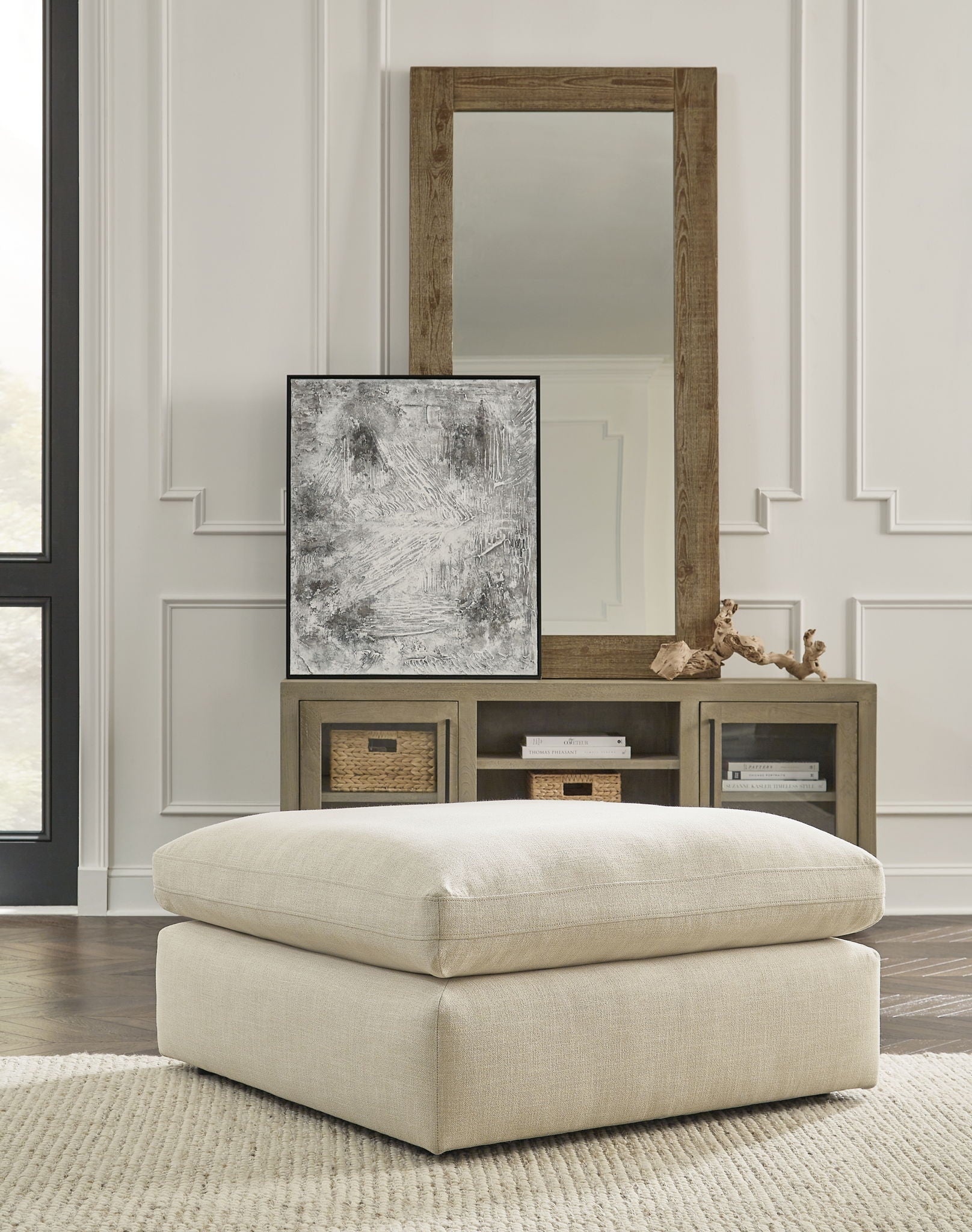 Elyza - Oversized Accent Ottoman - Linen
