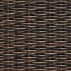 Woven wicker texture in dark brown, close-up of the patio table weave pattern
