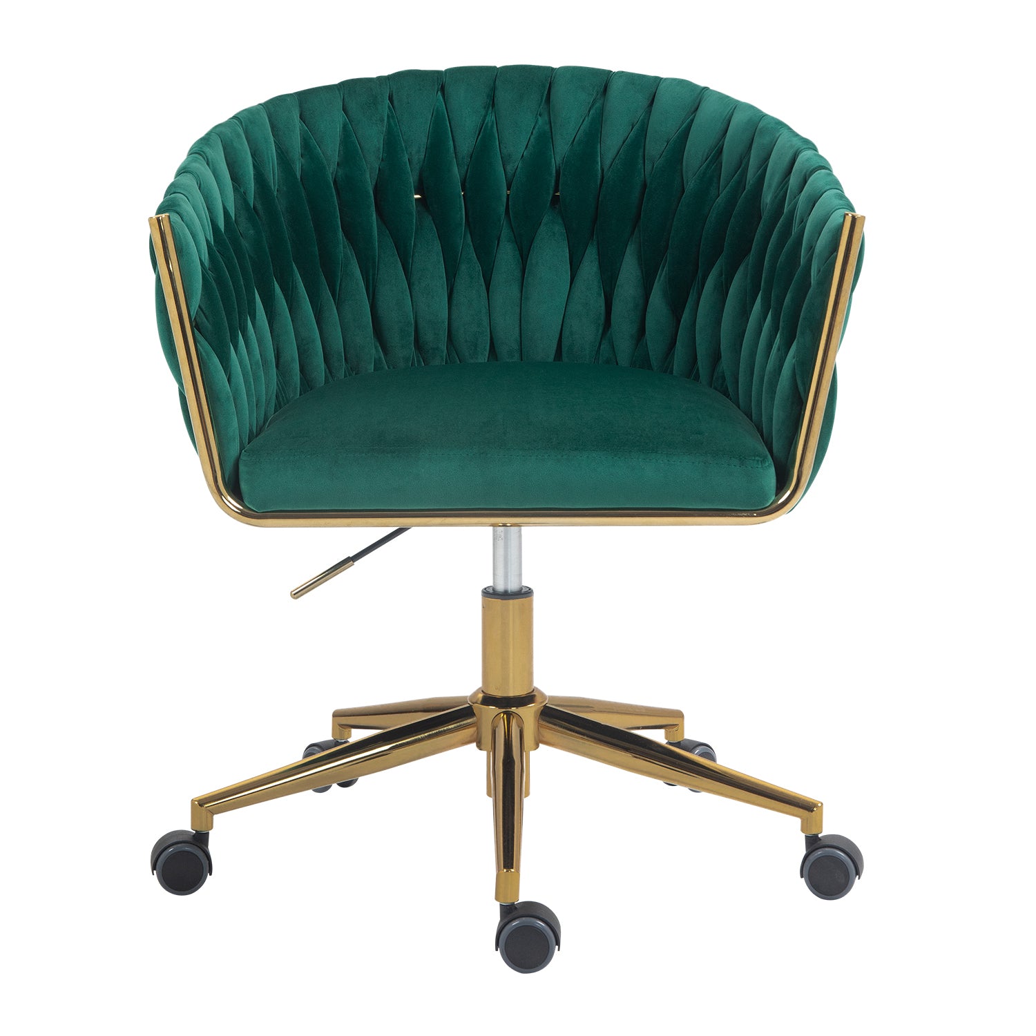 Modern Handwoven Office Chair w/ Wheels, Green