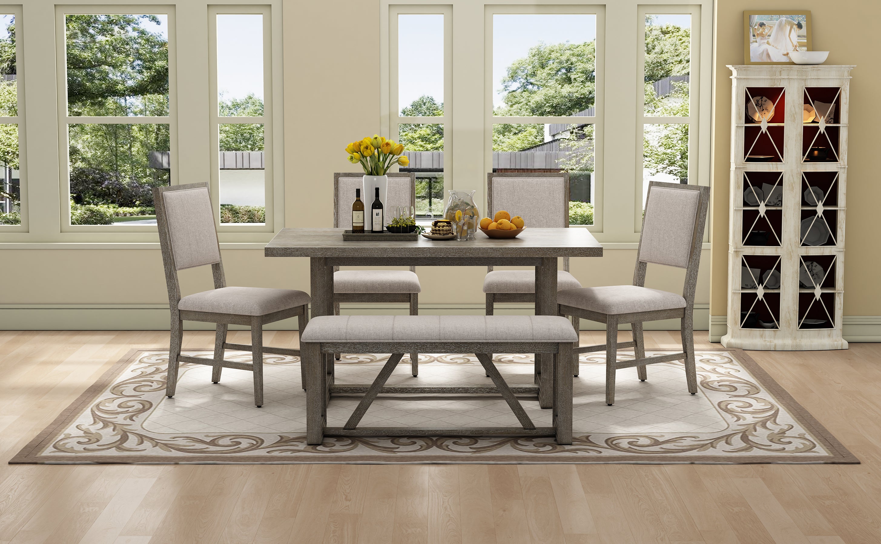 6-Pc Retro Dining Set Gray