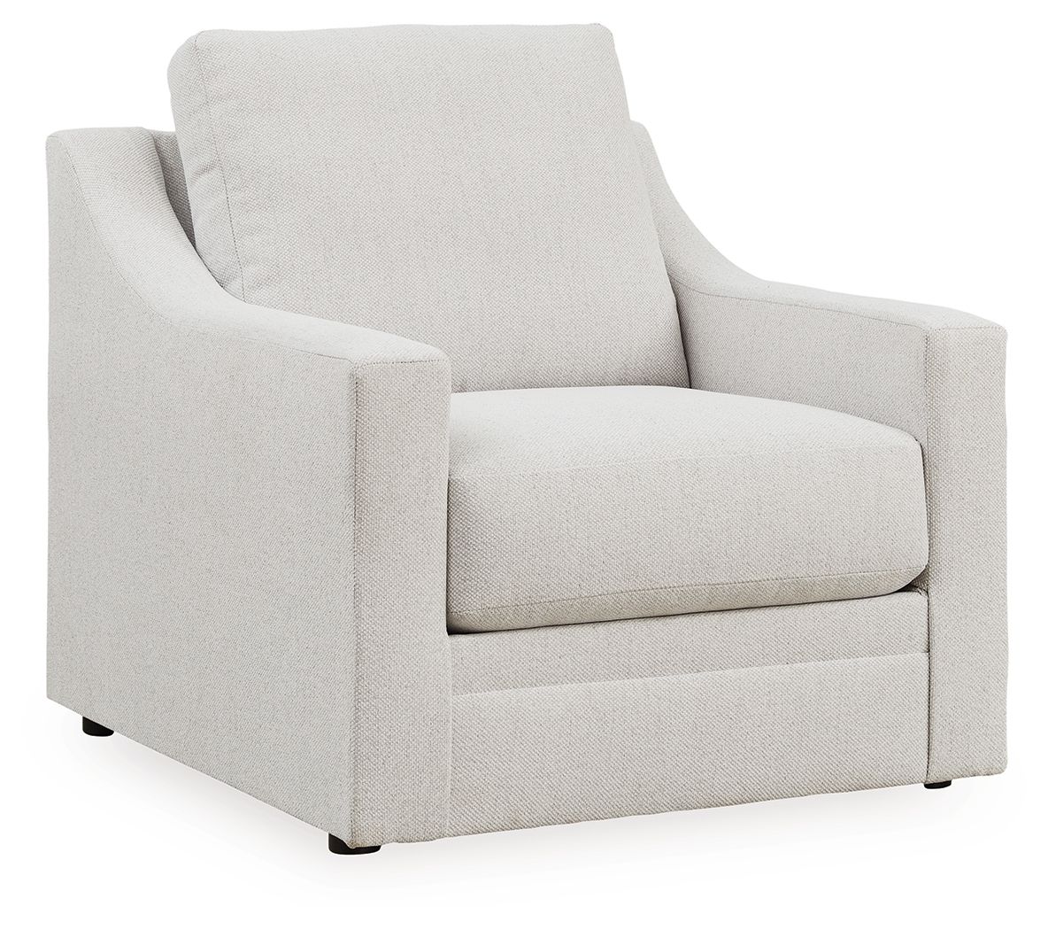 Light gray upholstered armchair with cushioned seat and back
