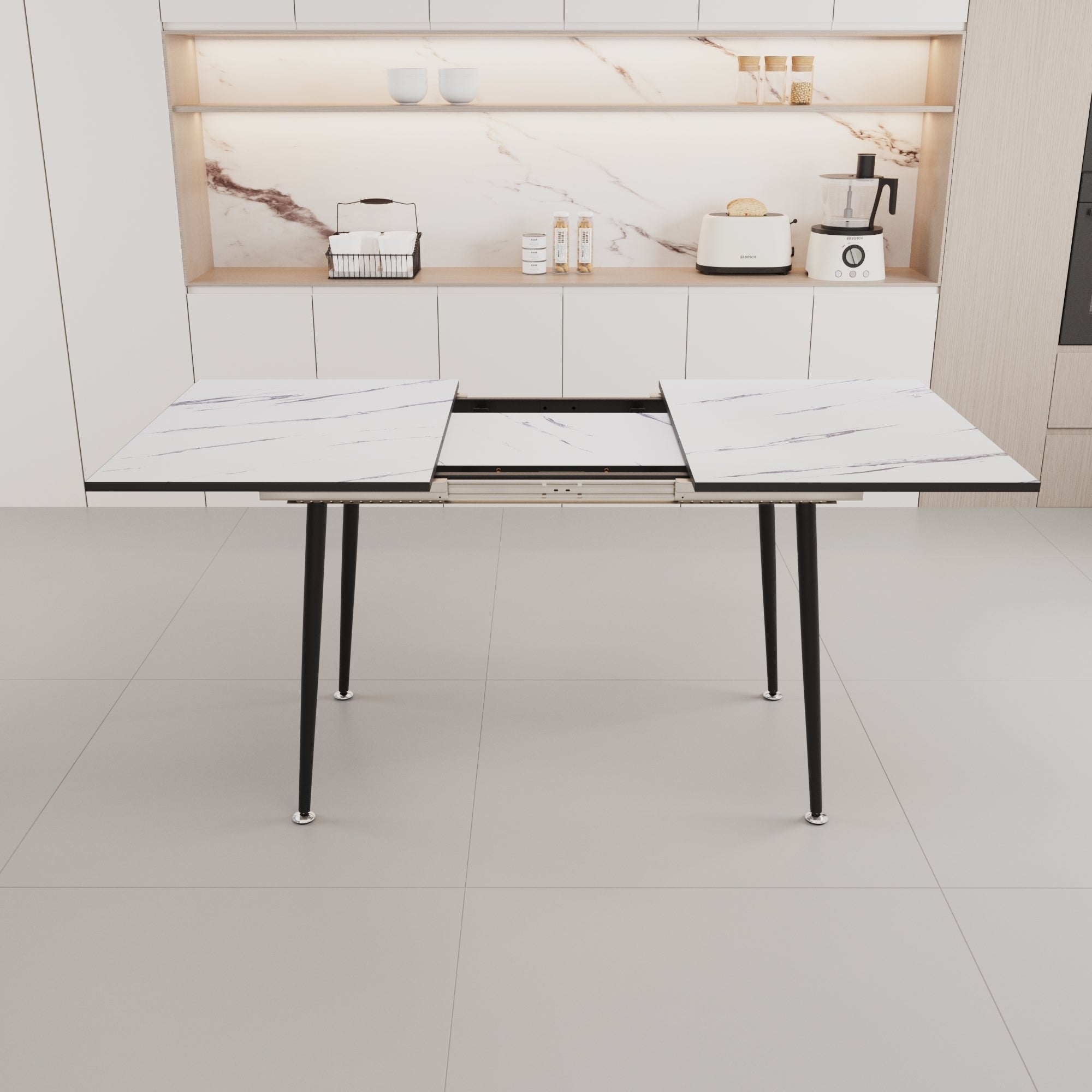 47"-63" Extendable Dining Table Set for 2-6 People