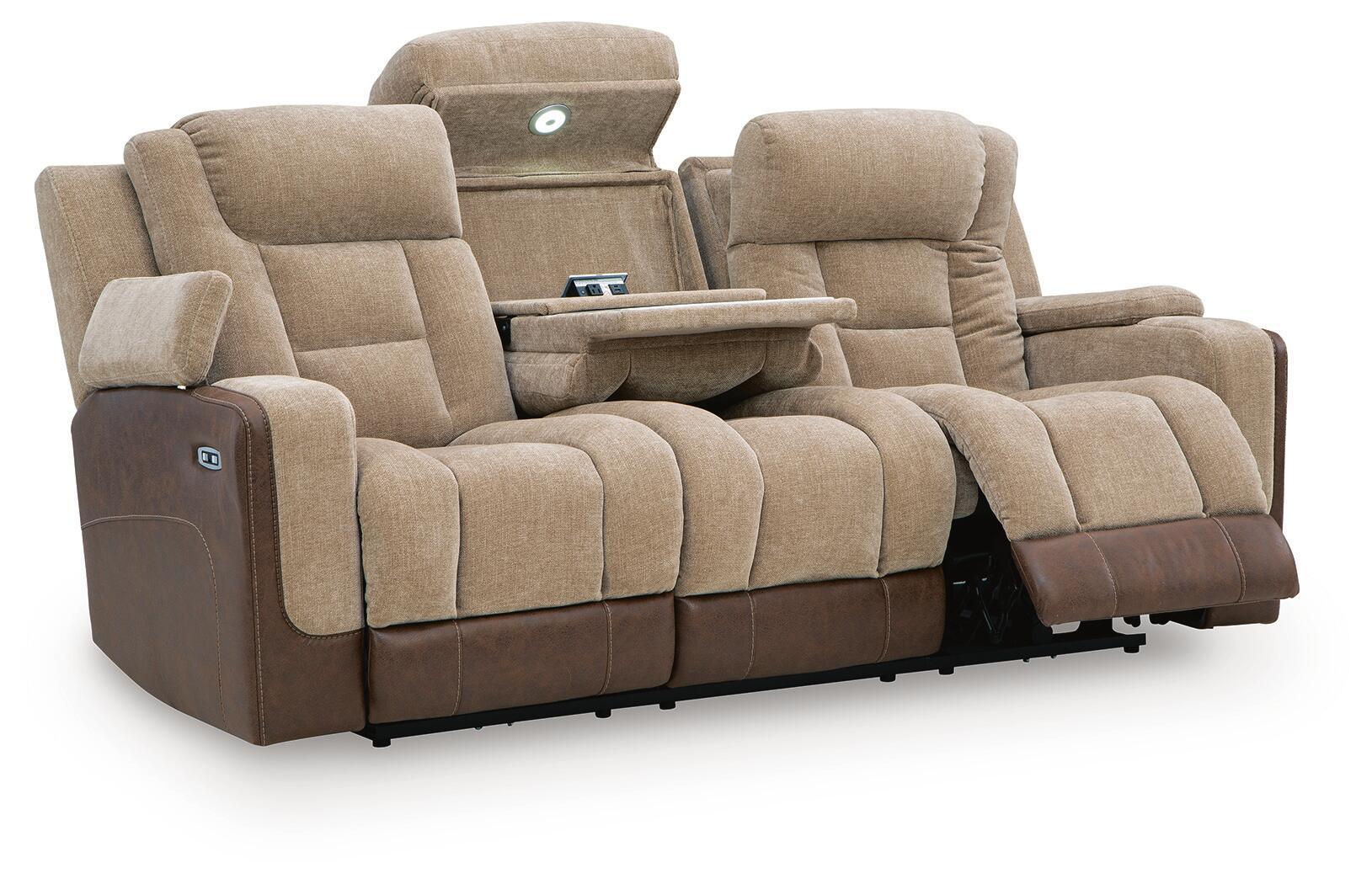 Mixed Motion - Power Reclining Sofa With Adjustable Headrest - Brownstone