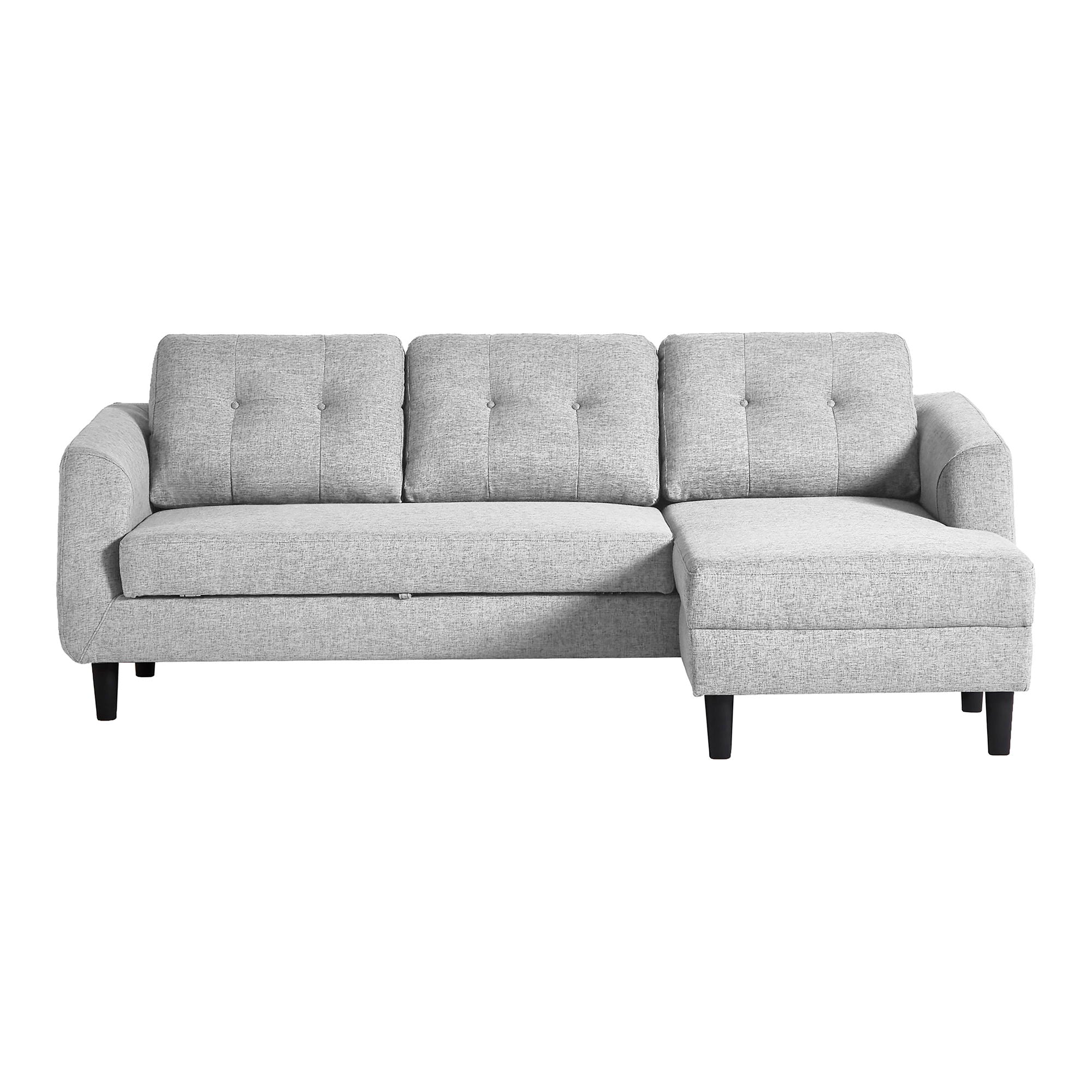 Belagio - Sofa Bed With Chaise Right - Light Gray-Stationary Sectionals-American Furniture Outlet