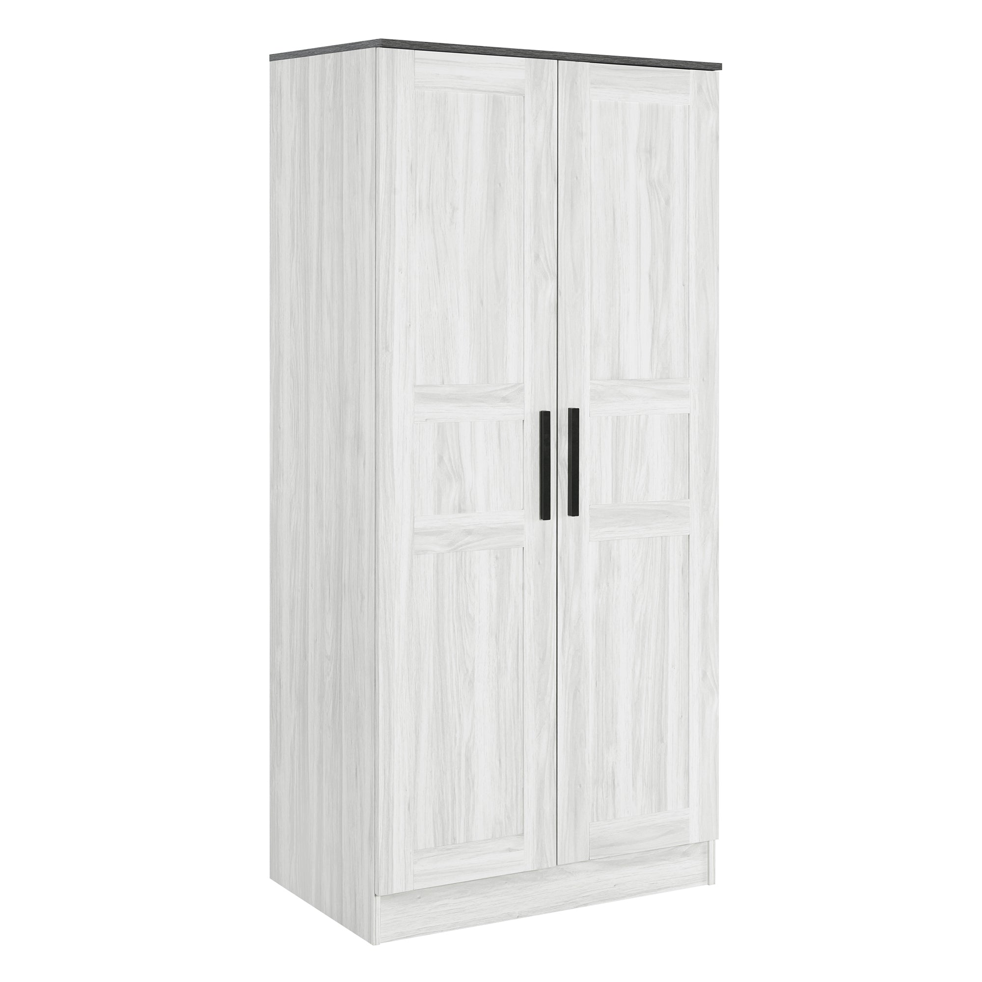Modern 2-Door Wardrobe Armoire w/ LED - Grey