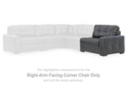 Dark gray leather right-arm facing corner chair section with tufted back