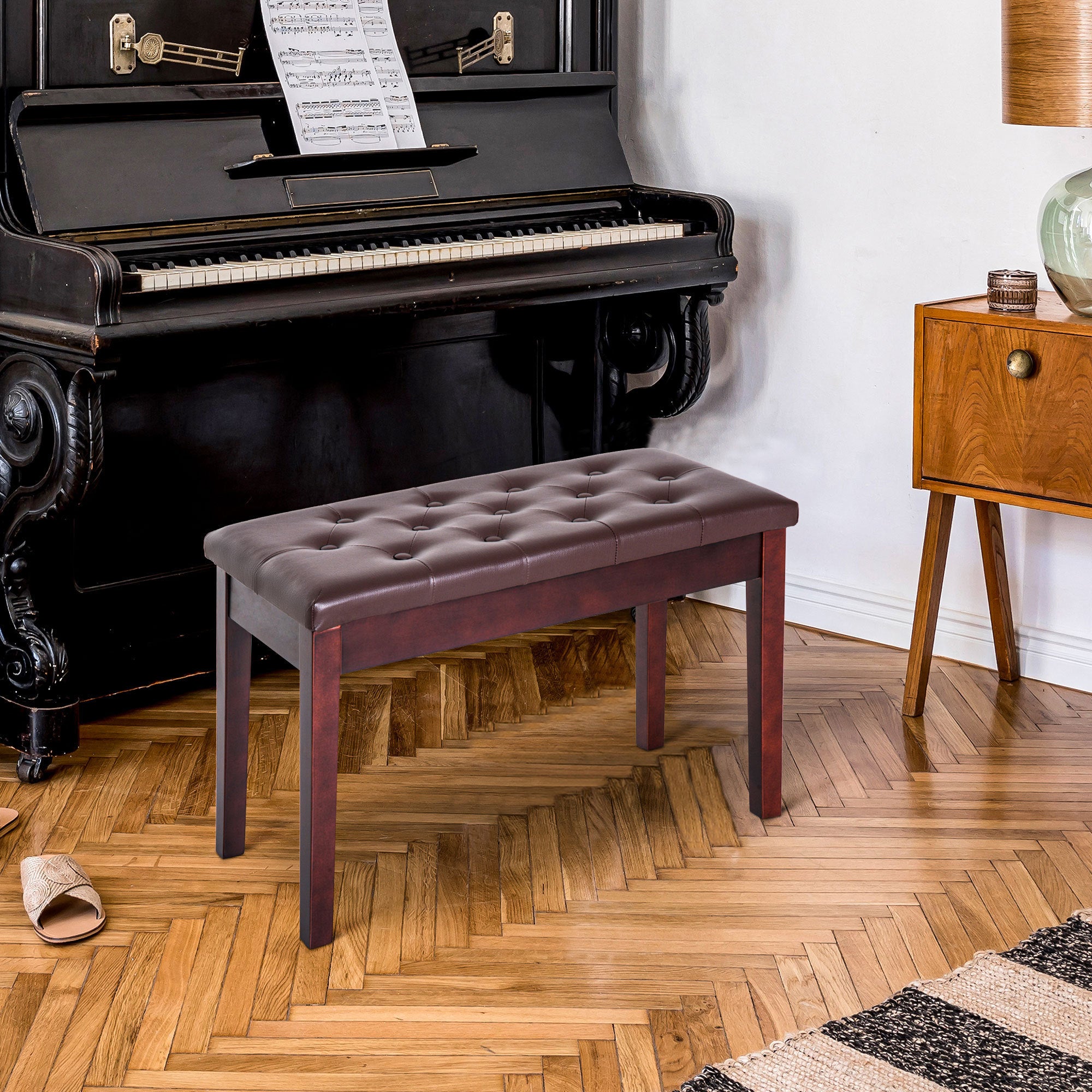 Duet Piano Bench - Faux Leather Padded Seat