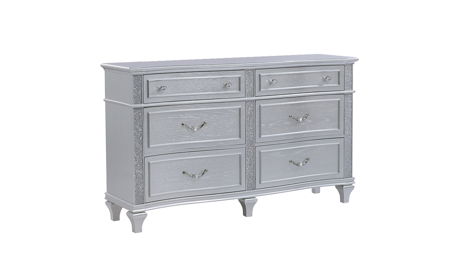 Mystic Contemporary Silver Wood 6-Drawer Dresser