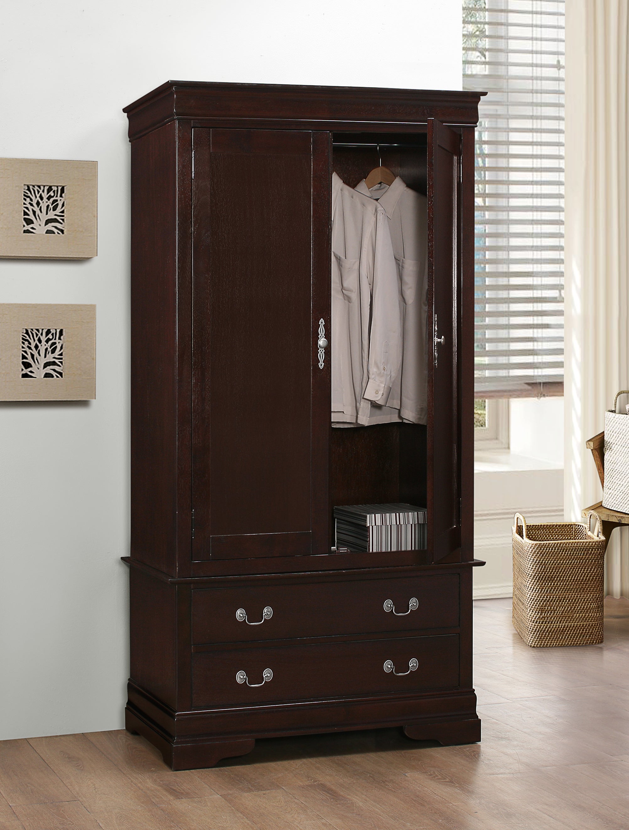 Elegant Cappuccino Storage Armoire for Home & Bedroom Decor