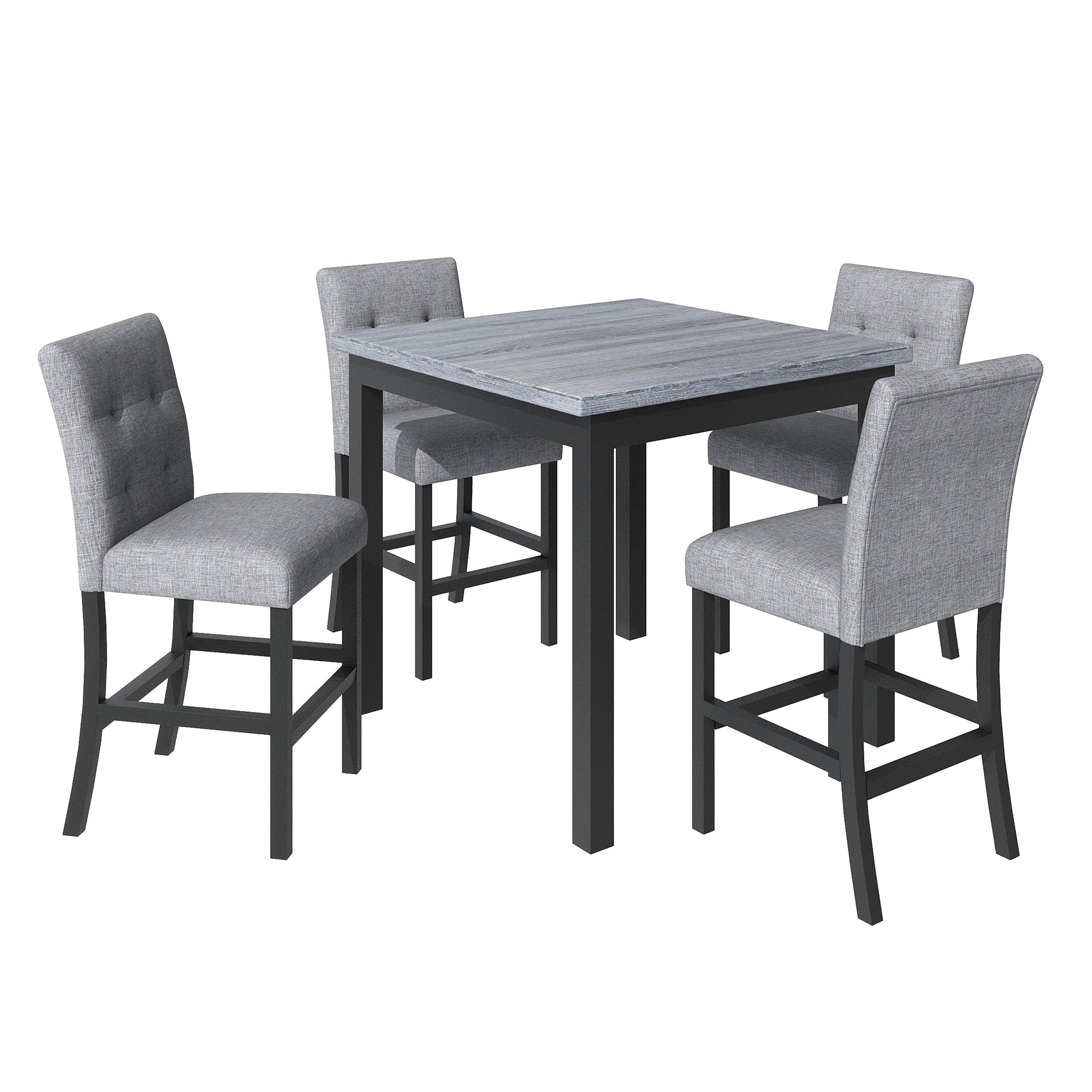 5-Piece Counter Height Dining Set, Black