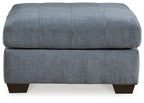Oversized accent ottoman in dark gray with rounded top and low block legs