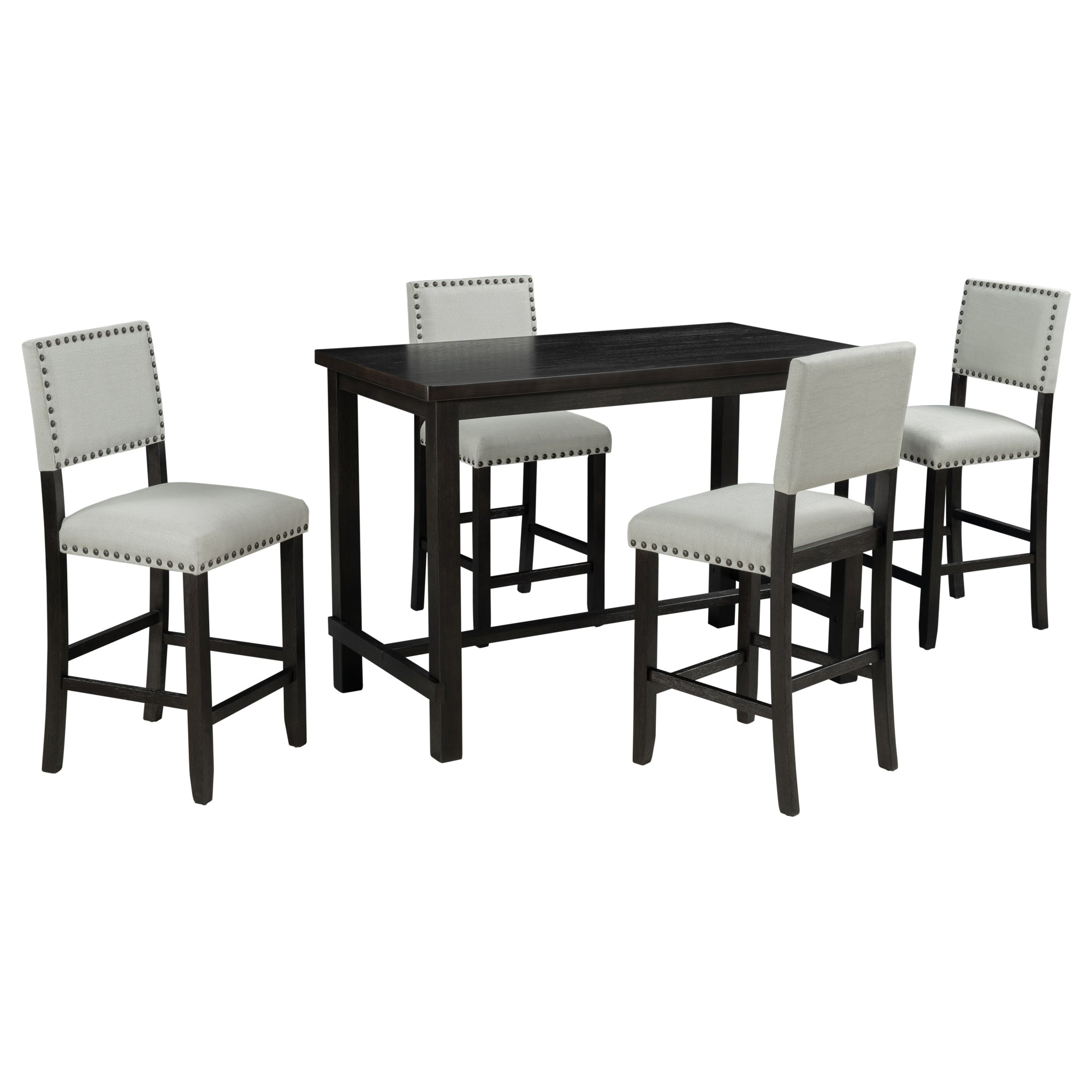 5-Pc Counter Height Dining Set, Espresso/Beige