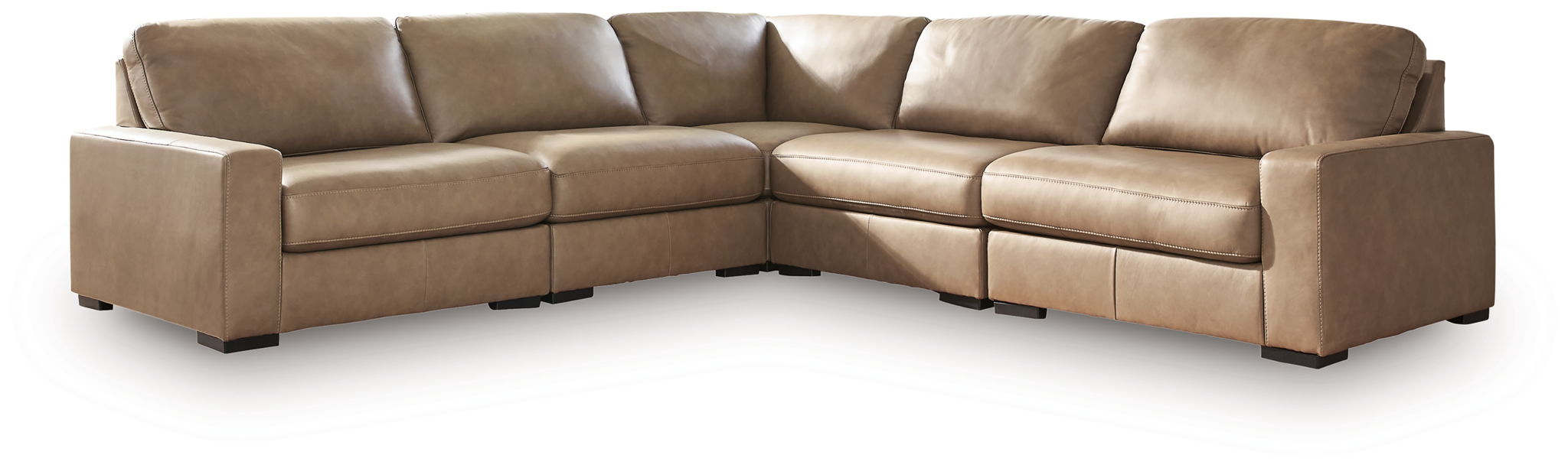 Sahara sectional sofa with chaise extension, padded arms, and back cushions