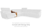 Chocolate-brown console with storage section, hinged lid and padded armrests